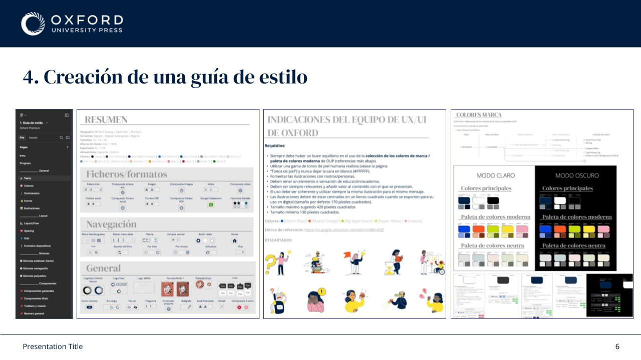 Cover slide of the Design System Presentation, showing the style guide's file structure, formats and navigation